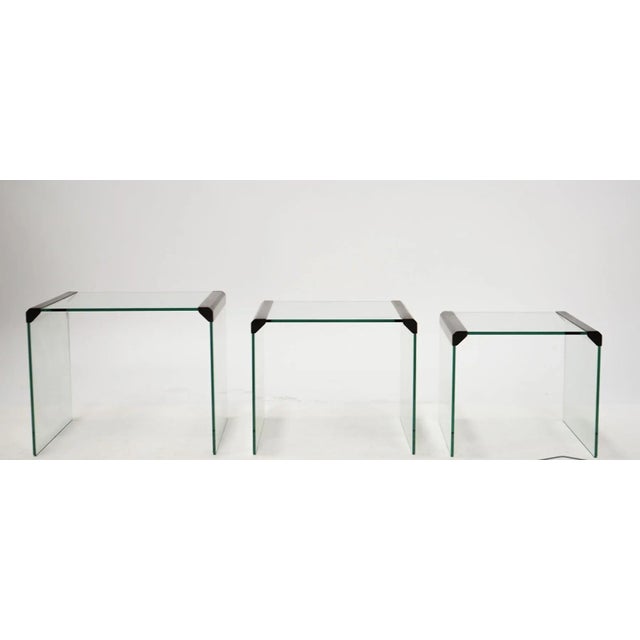 Pierangelo Galloti Three Gigognes nested side tables manufactured by Gallotti & Radice The smallest table measures 15 x 15...