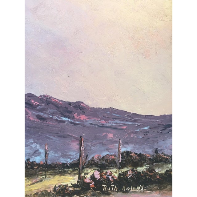 Vintage Mid Century "Desert Landscape" Ruth Noland Framed Original Oil Painting For Sale - Image 9 of 13