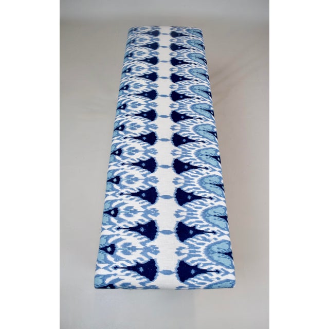 Early 20th Century Antique Cast Iron Window Bench, Victorian, Ikat Upholstery, Usa For Sale - Image 5 of 11