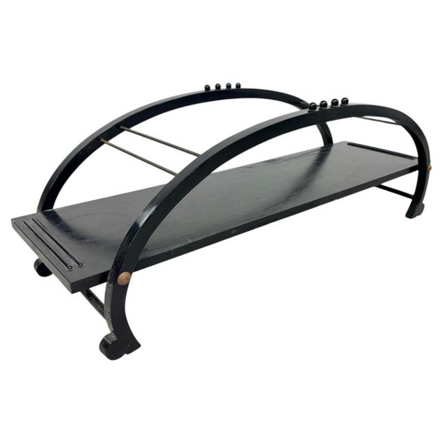 Postmodern Arched Centerpiece Shelf in Black Wood, 1940s For Sale - Image 9 of 9