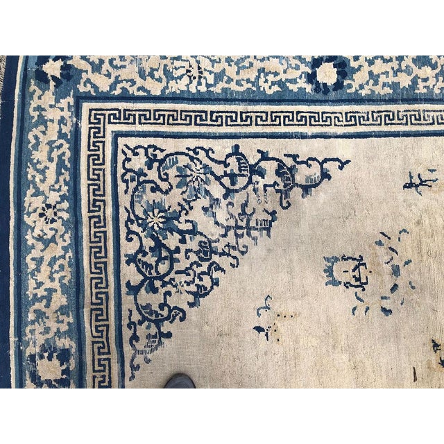 Textile Antique Collectible Ningxia Chinese Rug Circa 1840 For Sale - Image 7 of 10