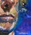 Textile "Portrait of a Man", Original Oil Painting, Abstract Portrait Painting For Sale - Image 7 of 8