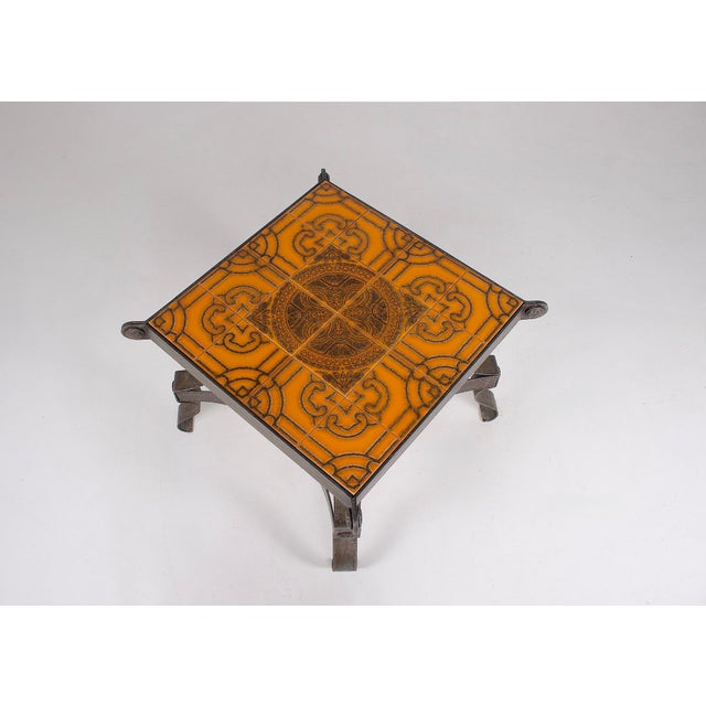 1960s Ceramic and Wrought Iron Coffee Table, France, 1960s For Sale - Image 5 of 8