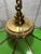 Vintage Brass & Green Glass Octagonal Three-Light Pendant Chandelier For Sale - Image 10 of 12