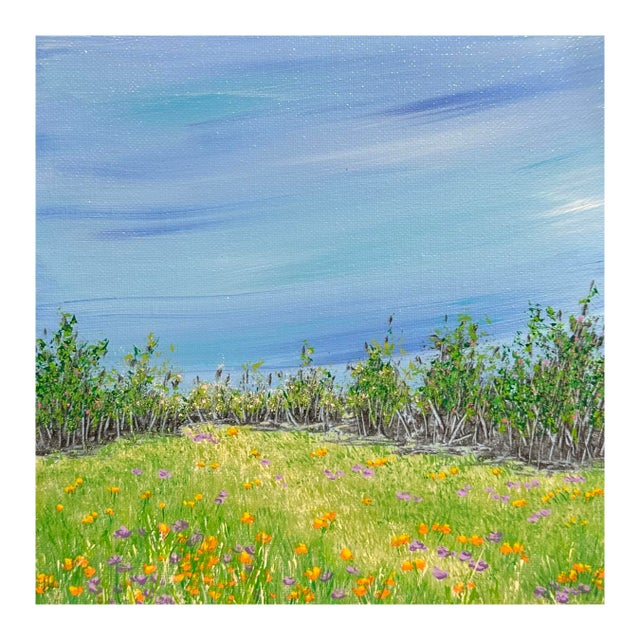 A Walk in the Park Acrylic Painting 8" X 8" Unframed Nature Themed Wall Art For Sale