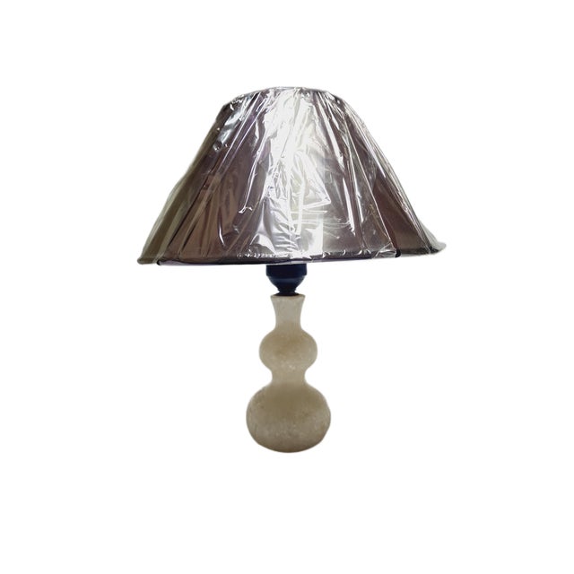 Mid-Century Modern Art Deco Alabaster Bedside Lamp, Belgium, 1950s For Sale - Image 3 of 9