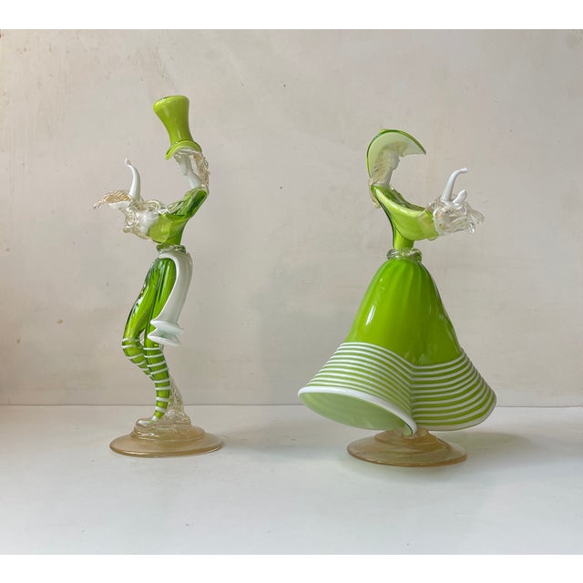 Vintage Kelly Green Venetian Murano Glass Dancers by Franco Toffolo, 1960s, Set of 2 For Sale - Image 17 of 17