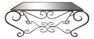 French Iron With Black Glass Coffee Table