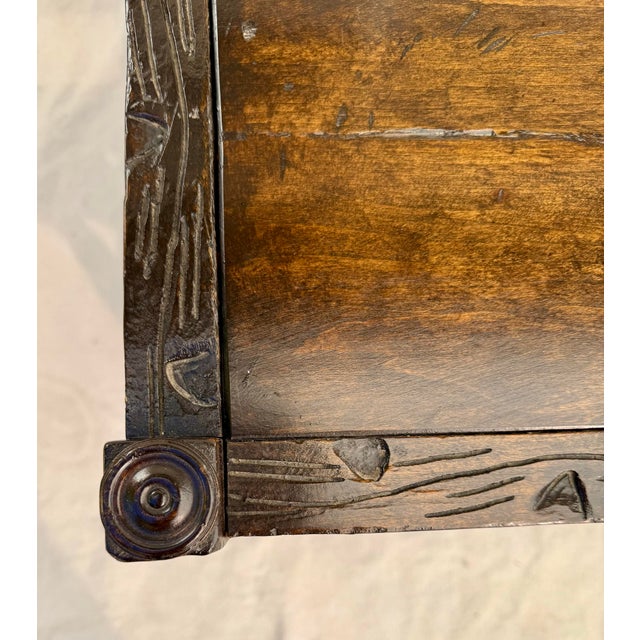 Mid 20th Century English Carolean Revival Style Carved Wood Coffee Table With Cherubs & Crown Motif For Sale - Image 5 of 15