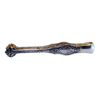 Leaf-Shaped Sugar Tongs in Embossed Silver For Sale