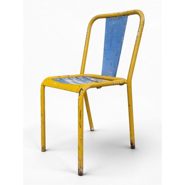 Blue T4 Chairs by Xavier Pauchard for Tolix, 1950s, Set of 3 For Sale - Image 8 of 13