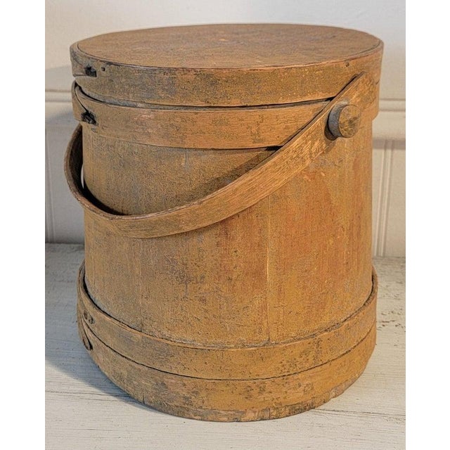 Folk Art Mid 19th Century Original Mustard Painted Firkin For Sale - Image 3 of 7