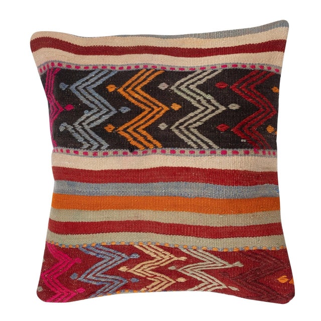 Traditional 20"x20" SET OF 2 - Hand-Woven Kilim Cushion Covers. A pair of Lace Pillow Covers For Sale - Image 3 of 4