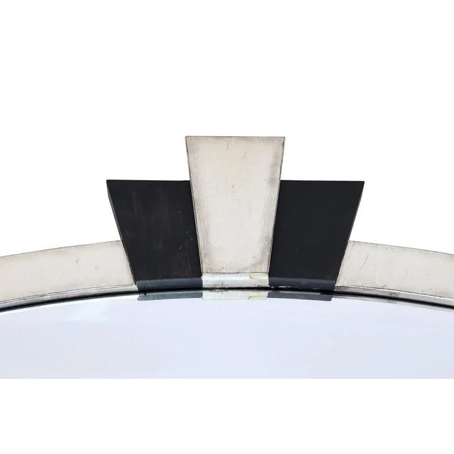 Art Deco Style Wall Mirror in Silver and Black, 1990s For Sale - Image 3 of 6