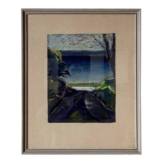 Em.Th. Framed Coastal Landscape Painting Danish Modern 1950s For Sale