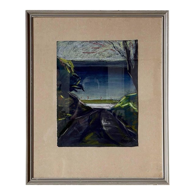 Em.Th. Framed Coastal Landscape Painting Danish Modern 1950s For Sale