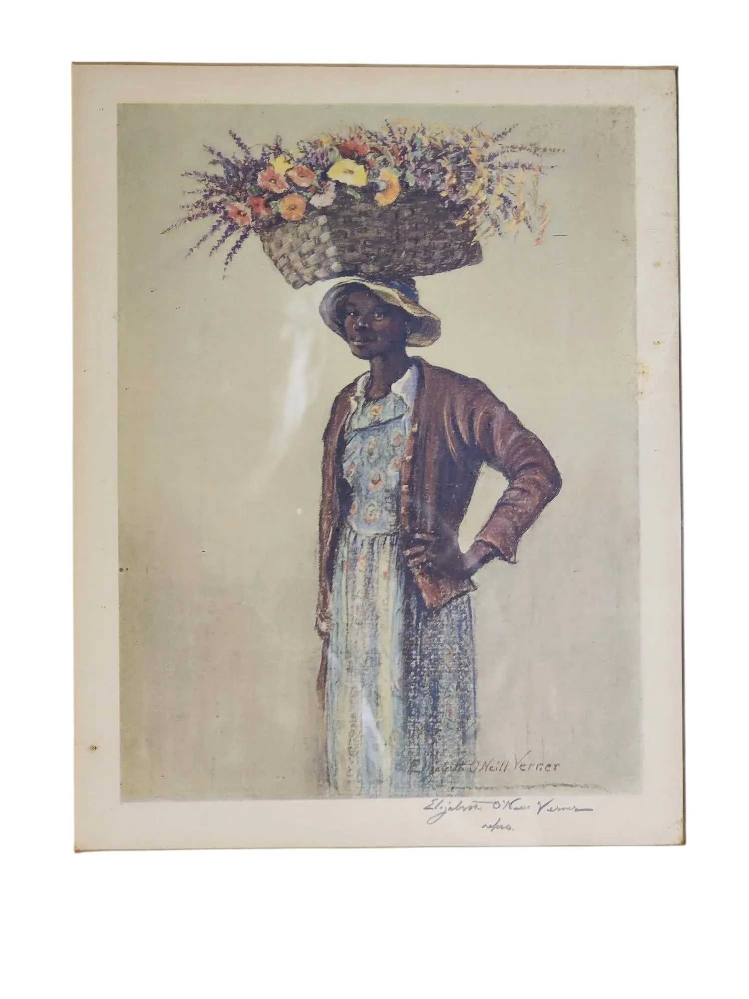 1950s Framed Elizabeth O'Neill Verner Print Pencil Signed | Chairish