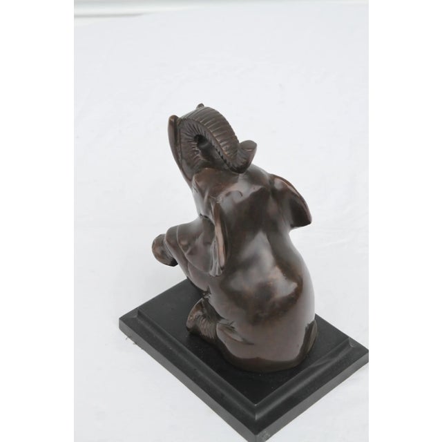 Metal VTG Pair of Bronze Art Deco Baby Elephant Book Ends For Sale - Image 7 of 16