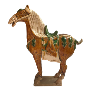 Mid-20th Century Chinese Tang-Style Sancai Glazed Terracotta Horse Sculpture