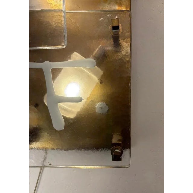 Mid-Century Modern Wall Lights in Glass and Brass, Italy, Set of 2 For Sale - Image 4 of 11