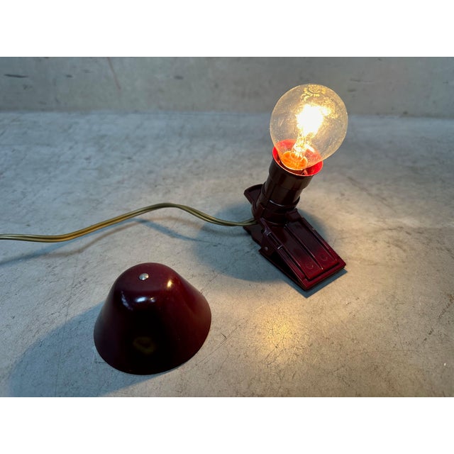 Brown Vintage Bakelite Clamp Lamp, 1920s For Sale - Image 8 of 14