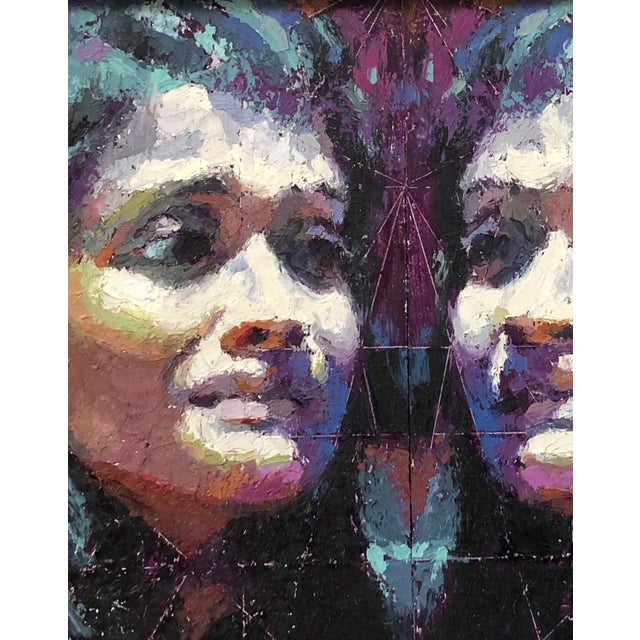 Diptych: Broken Symmetry (the Butterfly effect) by Lisa Fricker | Oil on panel Portrait of a woman. For Sale - Image 4 of 5