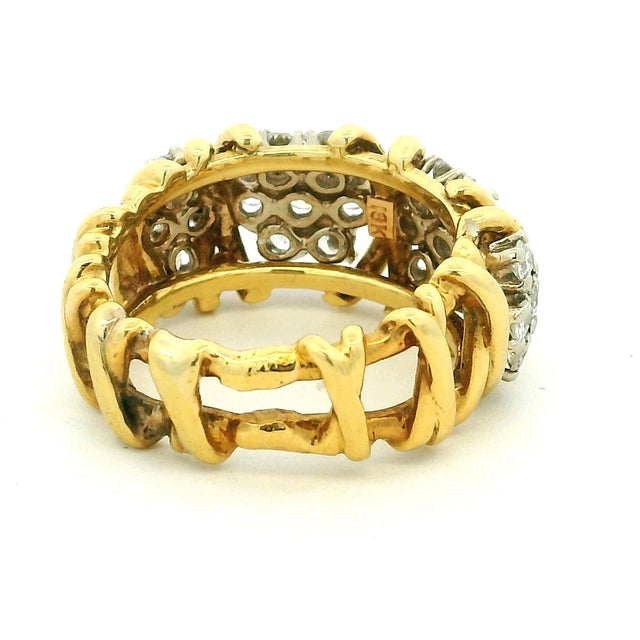 Modern Vintage Italian 18k Gold Diamond Openwork Ring, 2.20 Carats, Circa 1980, Size 6.75 For Sale - Image 3 of 17