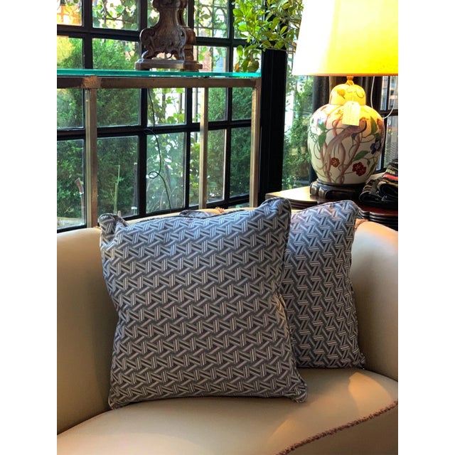 Textile Custom Square Pillows in Lelièvre Jacquard Fabric - A Pair For Sale - Image 7 of 7