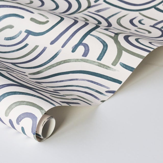 Schumacher Sample - Schumacher x BACKDROP New Beat Wallpaper in Blue & Green For Sale - Image 4 of 5