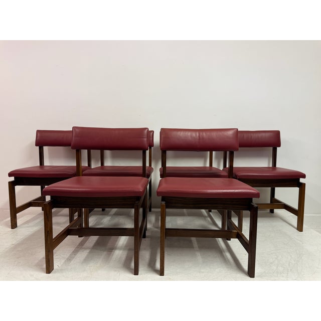 Wood Vintage Danish Leather Dining Chairs, 1960s, Set of 6 For Sale - Image 7 of 18