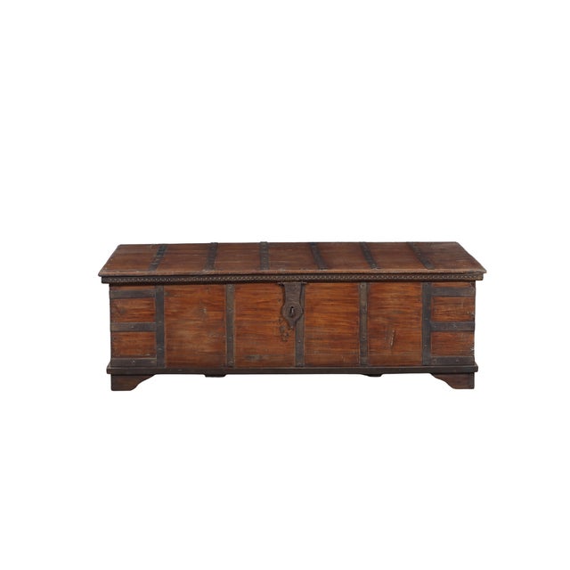 Antique Indian Teakwood Pitara Chest Coffee Table | Chairish