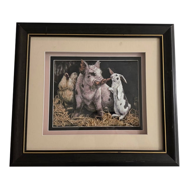 1980s Pig Rabbits and Carrots Pop Up Mid-Century Bogart Hand Painted For Sale