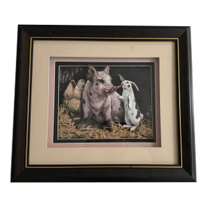 1980s Pig Rabbits and Carrots Pop Up Mid-Century Bogart Hand Painted