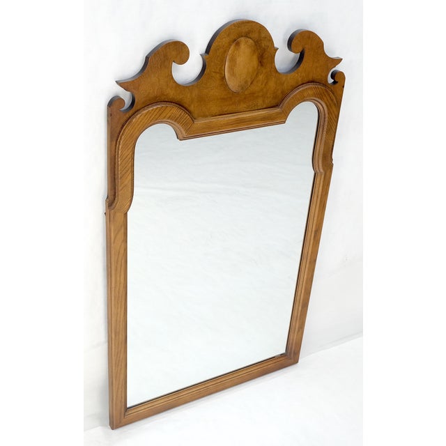 Wood Baker Light Burl Walnut Queen Ann Style Decorative Wall Mirror MINT For Sale - Image 7 of 10