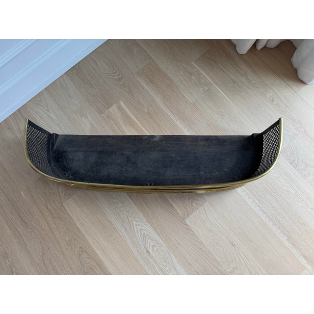 Late 19th Century Exceptionally Elegant Antique Victorian Brass & Pierced Steel Fireplace Fender - 38" For Sale - Image 5 of 7