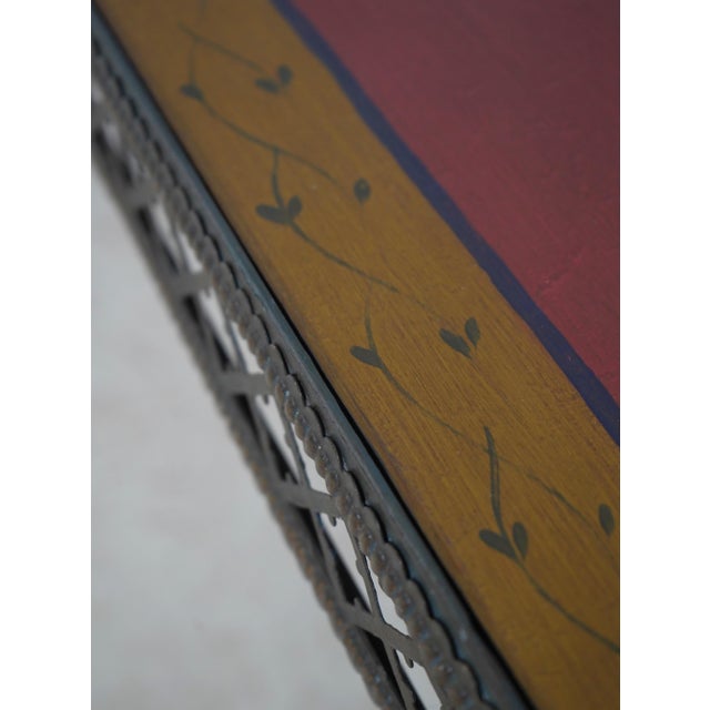 Stunning Hand Painted Top Iron Base Console Table For Sale - Image 11 of 15