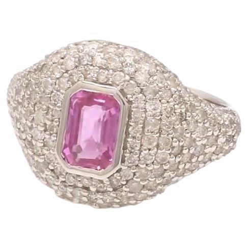 Early 21st Century Natural 0.71 cts pink sapphire & 1.11 cts diamond ring 18k gold For Sale - Image 5 of 18