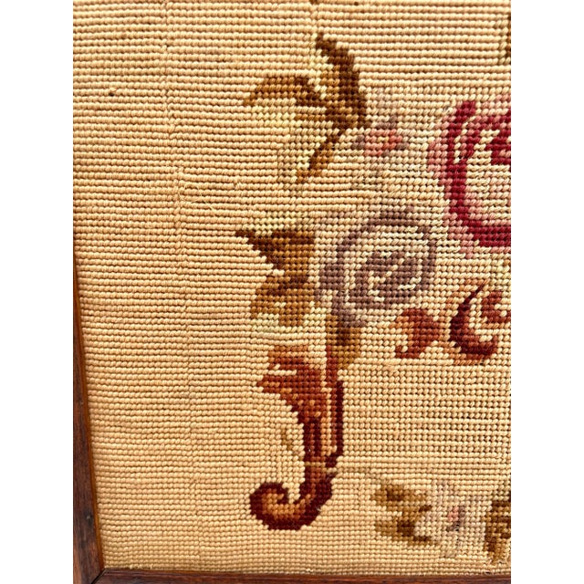 Antique Wood Fireplace Screen With Needlepoint Embroidery For Sale In Los Angeles - Image 6 of 12