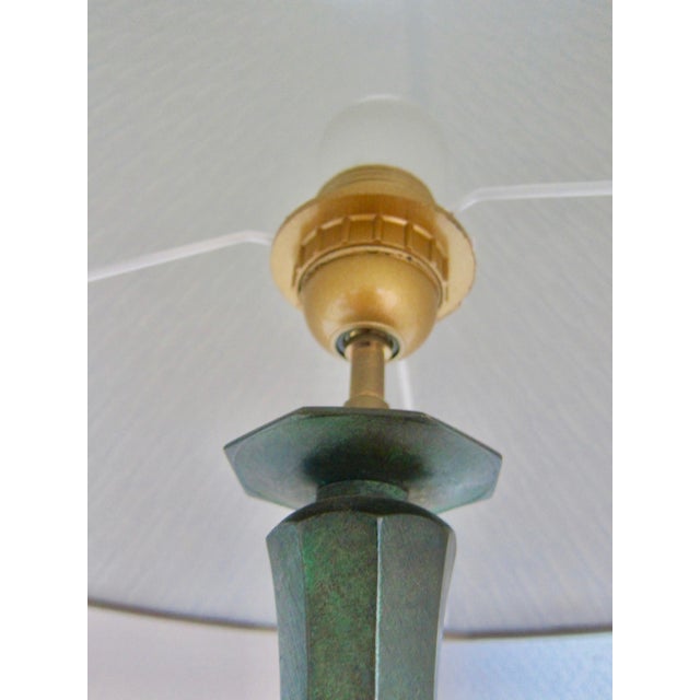 Olive Floor Lamp in Patinated Bronze by Genet & Michon, France, 1940s For Sale - Image 8 of 9