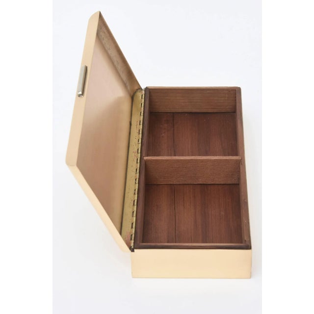 Wood Vintage Art Deco Bronze and Silver Plate Hinged Signed Box For Sale - Image 7 of 11