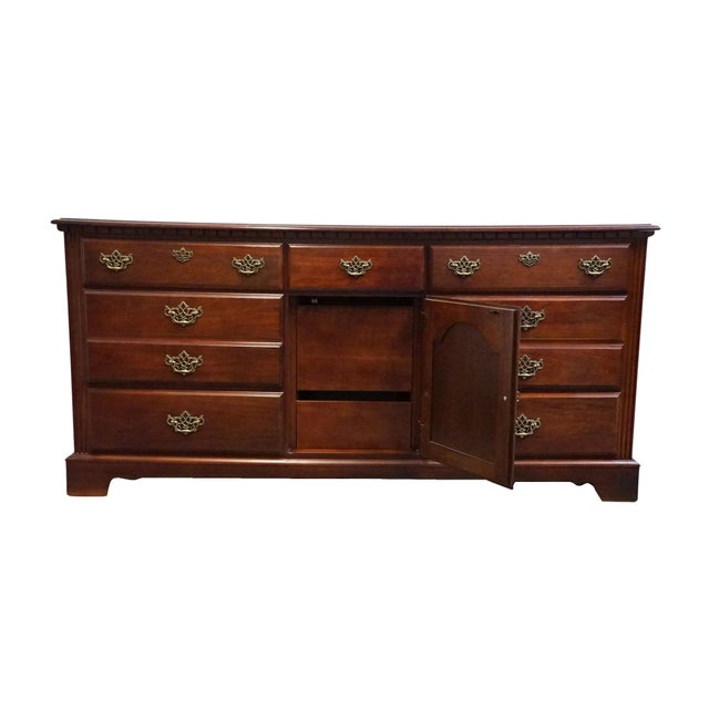 Late 20th Century Broyhill Furniture Cherry Early American Traditional Style 67" Triple Door Dresser 735-6597-32 For Sale - Image 5 of 15