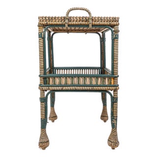 Maison Perret Et Vibert Rattan Trolley Cart Table For Sale