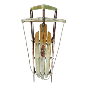 Vintage Patina Flexible Flyer Snow Sled Eagle Graphics Decor