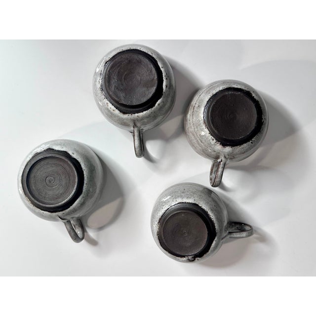 Studio Ceramic Tea Cups attributed to Elli and Walter Serocka, Germany, 1970s, Set of 4 For Sale - Image 12 of 13