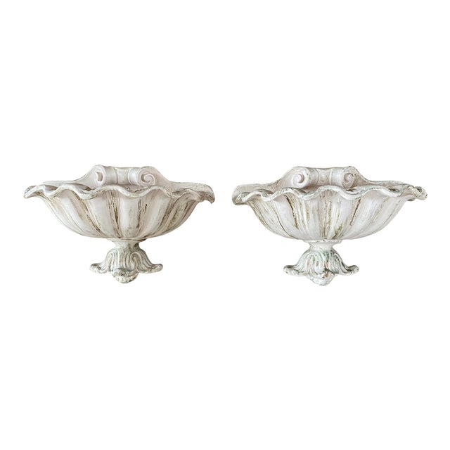 Vintage Victorian Scalloped Cast Plaster Wall Planters A Pair Chairish