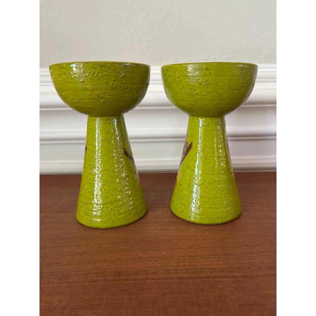 Vintage Rosenthal Netter Aldo Londi for Bitossi Art Pottery Candleholders, Made in Italy - A Pair For Sale - Image 16 of 18