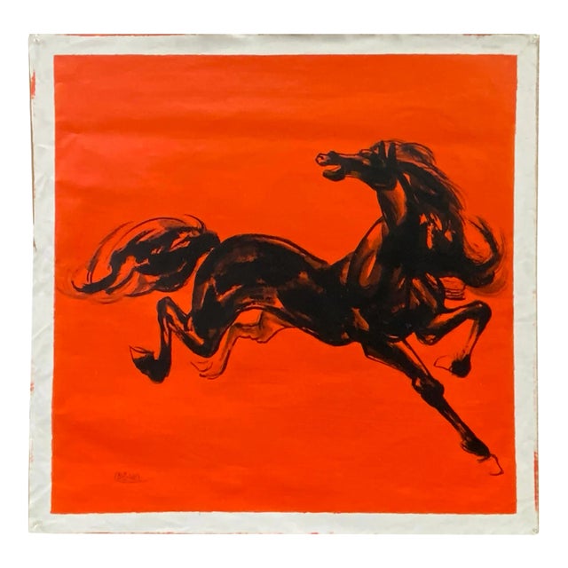 Oil Paint Canvas Art Black Artistic Racing Horse Wall Decor Painting For Sale