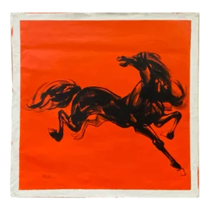 Oil Paint Canvas Art Black Artistic Racing Horse Wall Decor Painting