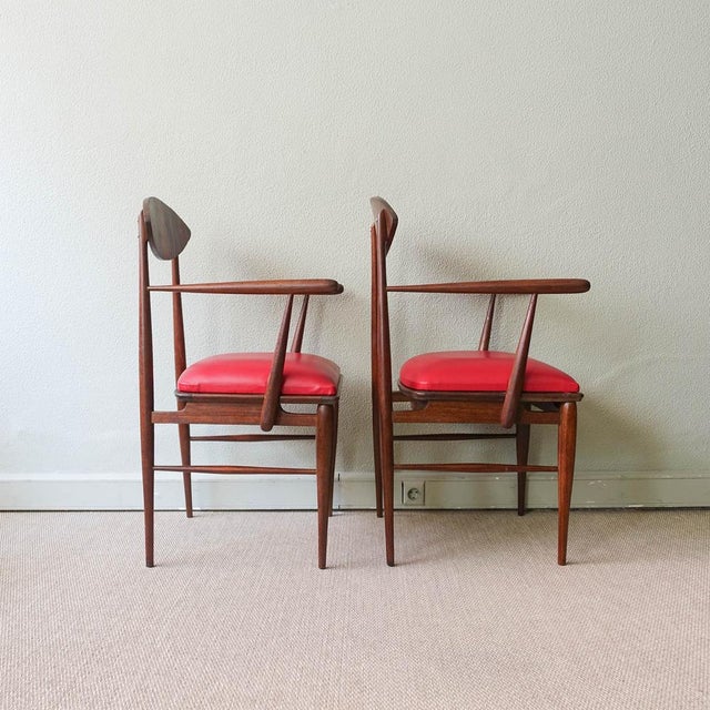 Mid-Century Modern Set of Vintage Portuguese Armchairs in Sucupira Wood, 1950s For Sale - Image 3 of 18