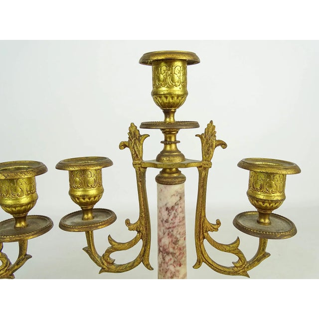 19th Century French Marble and Bronze Candlesticks, Pair For Sale - Image 4 of 8